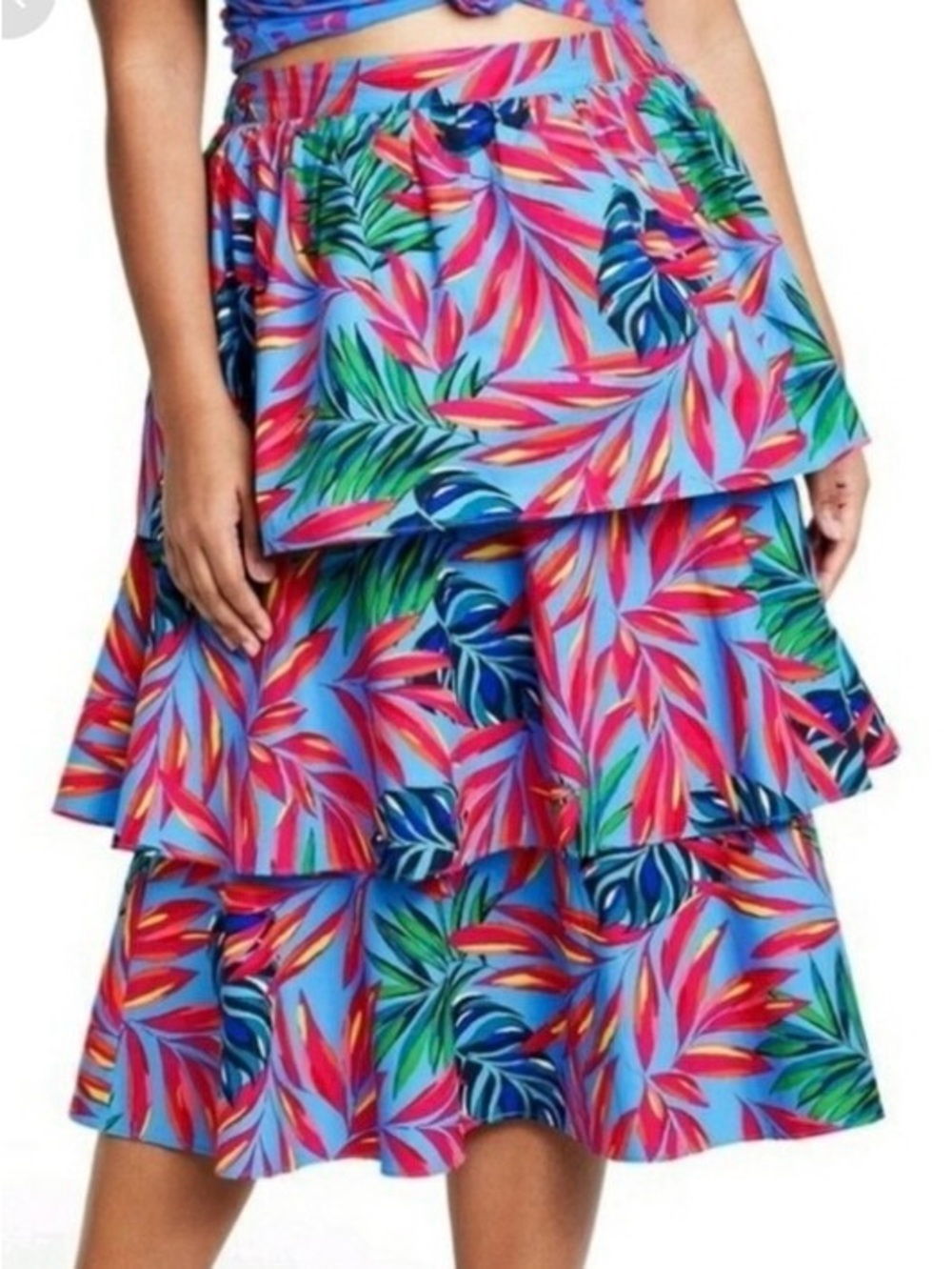 Tabitha Brown x Target Women’s Tiered Tropical Print Midi Skirt (100% Cotton)